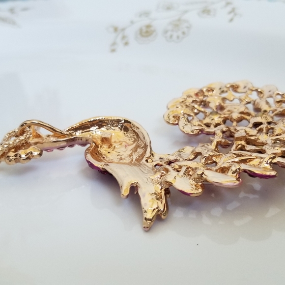 Pink Crystals Peacock Pendant Purse Charm Key Ring NWT - Picture 8 of 12